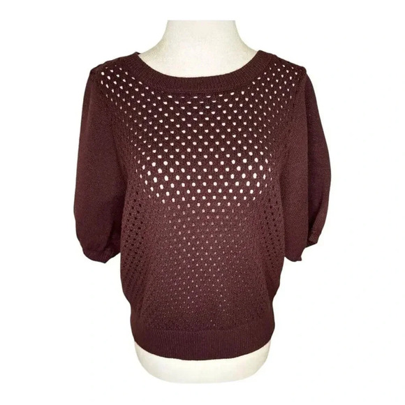 NEW Stitches + Stripes Women's XL Brown Open Stitch‎ Knit Sweater Pullover NWT - Picture 1 of 8